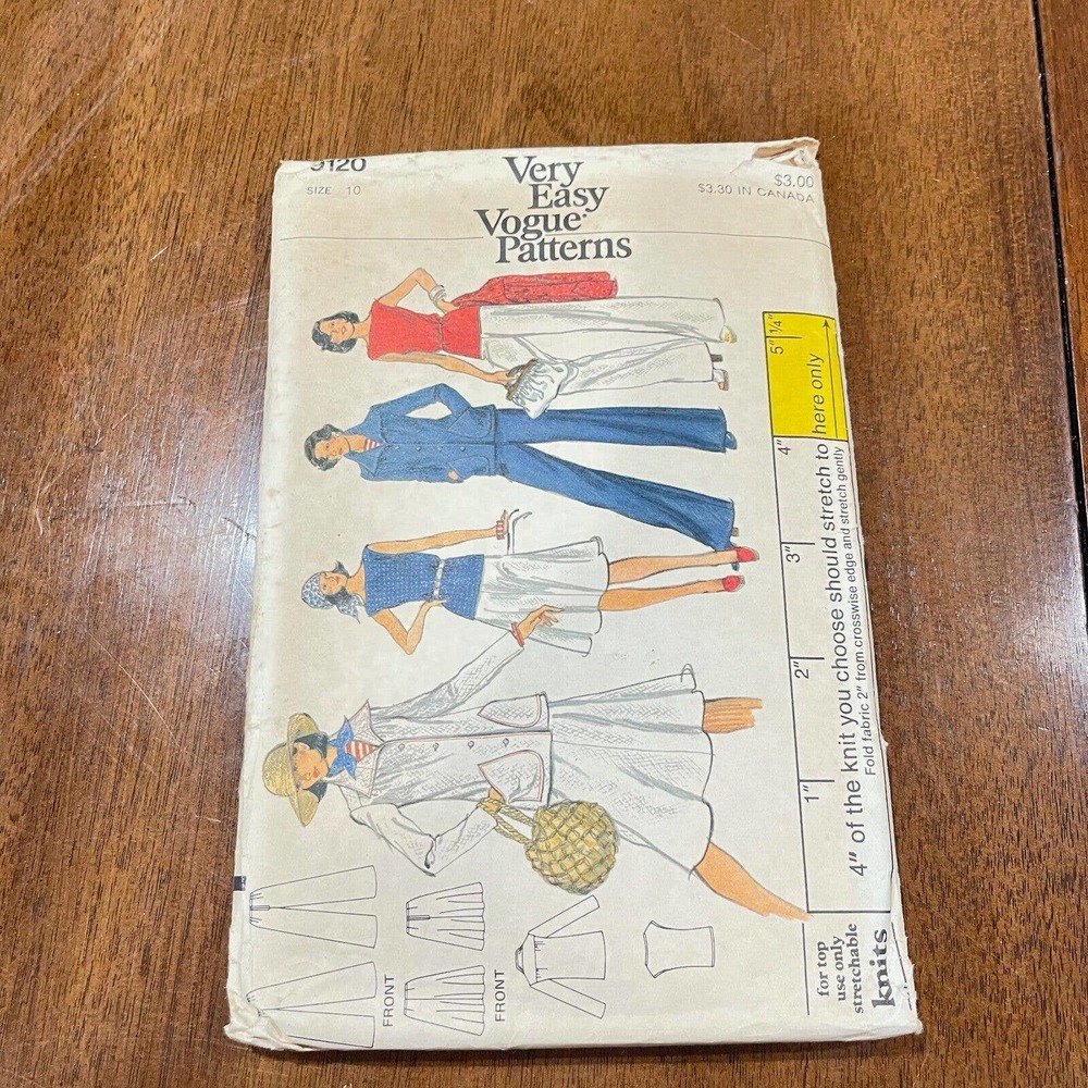 vintage vogue sewing pattern womens 10 jacket top skirt pant 9120 70s